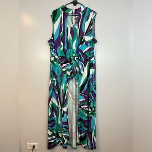 NWT Ashley Stewart Bright 70's Sleeveless Hi-Low Long Blouse/Dress Size 22/24